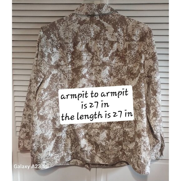 CL Banks Shacket Woman's Brown & White Patterned Button-Front Jacket Lightweigh - Picture 4 of 7